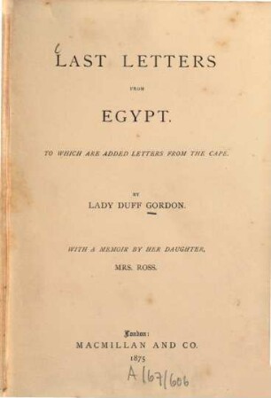 Last letters from Egypt