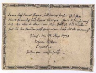 Widmungsblatt von Johann Kaspar Lavater
