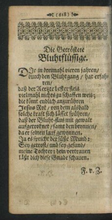 Die Getröstete Bluhtflüssige.
