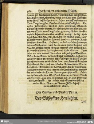 Der Hundert und Vierdte Psalm. Des Schöpffers Herrlichkeit