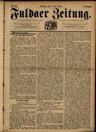 Erste Ausgabe vom Sonntag, den 06. Juli 1890.