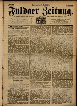 Erste Ausgabe vom Sonntag, den 06. Juli 1890.