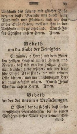 Gebeth wider die unreinen Versuchungen