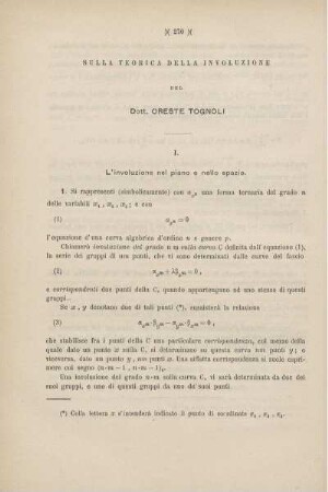 Sulla teorica della involuzione.