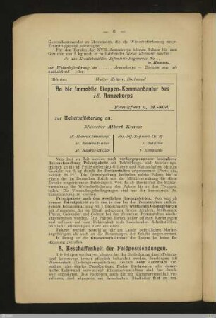 5. Beschaffenheit der Feldpostsendungen