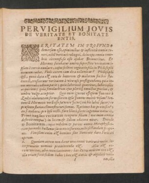 Pervigilium Jovis De Veritate Et Bonitate Entis.