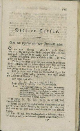Von den zehntheiligen oder Decimalbrüchen.