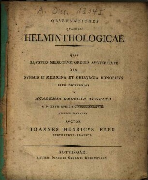 Observationes Quaedam Helminthologicae