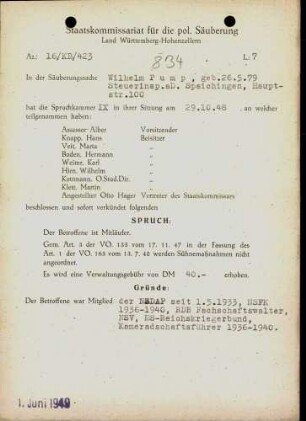 Pump, Wilhelm