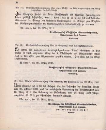 Nr. 52: Ministerialbekanntmachung über die Ersatzwahl eines Landtagsabgeordneten
