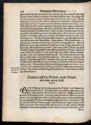 Antwort auff den Schluß/ unnd Urtheil/ uber diesen andern Geist Lutheri.