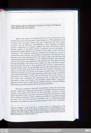 New Research Opportunities In The Ottoman Archives Of Istanbul