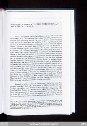 New Research Opportunities In The Ottoman Archives Of Istanbul