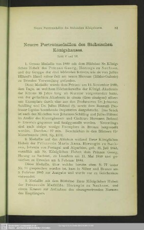 Neuere Porträtmedaillen des Sächsischen Königshauses