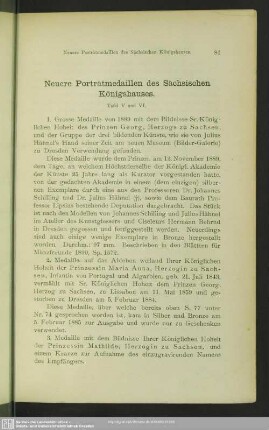 Neuere Porträtmedaillen des Sächsischen Königshauses