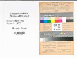 Entnazifizierung Georg Gorniak , geb. 07.06.1922 ()