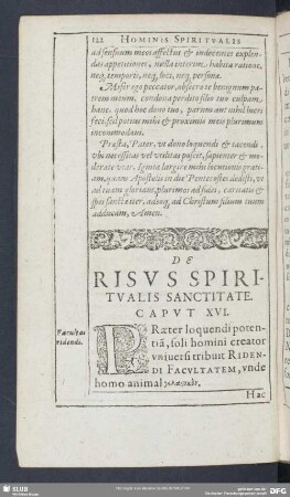 De Risus Spiritualis Sanctitate. Caput XVI.