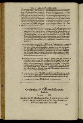 Tit. V. De Qualitatibus & Officio ministrorum Ecclesiæ.