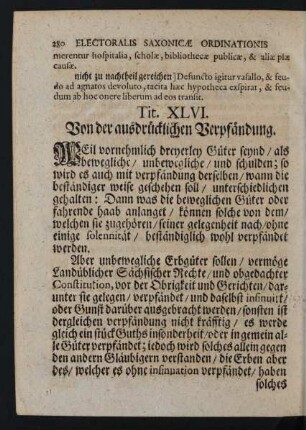 Tit. XLVI. Von der ausdrücklichen Verpfändung.