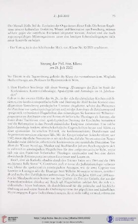 Sitzung der Phil.-hist. Klasse am 21. Juli 2000