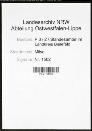 Sterberegister Standesamt Milse