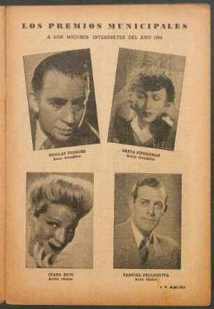 Los premios municipales [Fotografías] : A los mejores intérpretes del año 1945