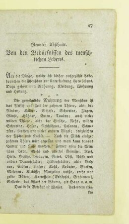 Neunter Abschnitt. Von den Bedürfnissen des menschlichen Lebens