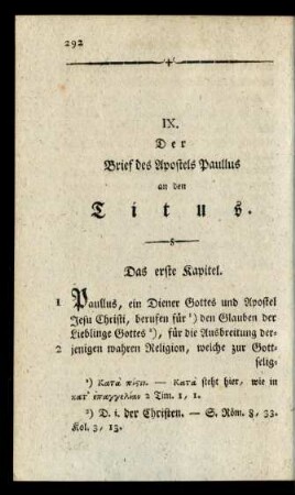 IX. Der Brief des Apostels Paullus an den Titus.