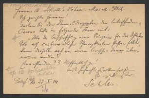 Brief an B. Schott's Söhne : 23.10.1914