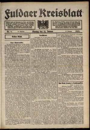 Erste Ausgabe vom Montag, den 13. Januar 1913.