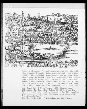 Ansicht der Stadt Luzern aus der Schweizer Chronik von Johannes Stumpf