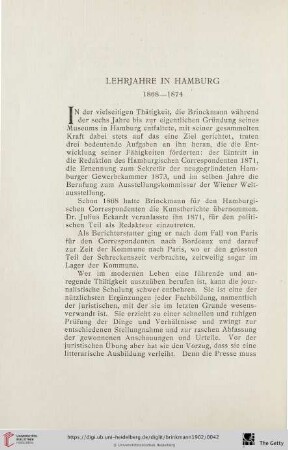 Lehrjahre in Hamburg (1868 - 1874)