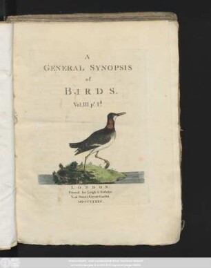 Vol. 3, 1: A General Synopsis of Birds