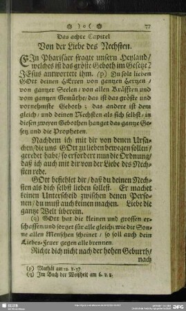 Das achte Capitel Von der Liebe des Nechsten