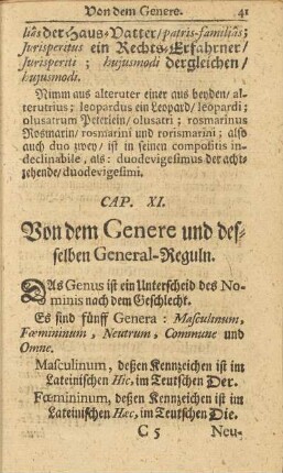 Cap. XI. Von dem Genere und desselben General-Reguln.