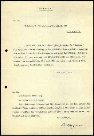 M. Wegner an DAI Athen