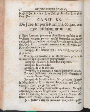 Caput XX. De Jure Imperii Romani, & quidem ante Justinianum usitato.