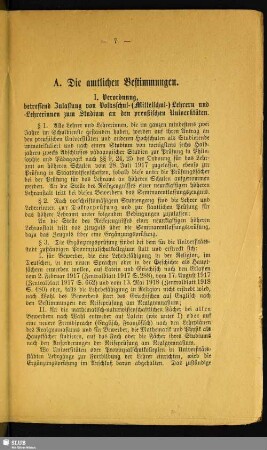 A. Die amtlichen Bestimmungen
