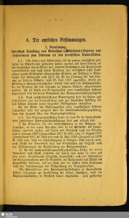 A. Die amtlichen Bestimmungen