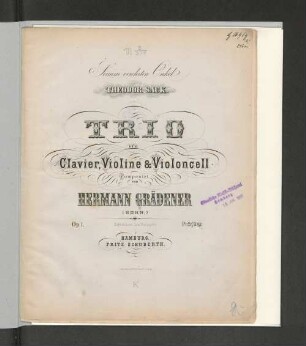 Trio für Klavier, Violine u. Violoncell : op. 1