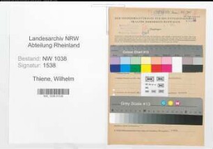Entnazifizierung Wilhelm Thiene , geb. 15.03.1902 (Angestellter)
