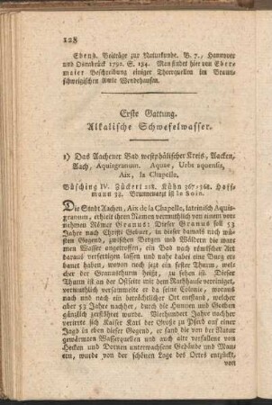 Erste Gattung. Alkalische Schwefelwasser