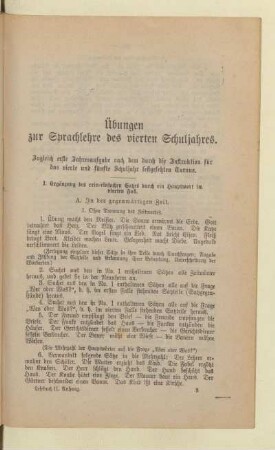 Übungen zur Sprachlehre des vierten Schuljahres