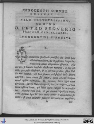 Viro Illustrissimo Domino D. Petro Seguerio…