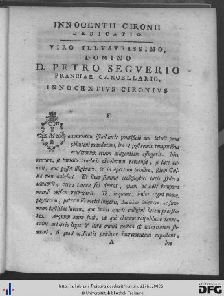 Viro Illustrissimo Domino D. Petro Seguerio…