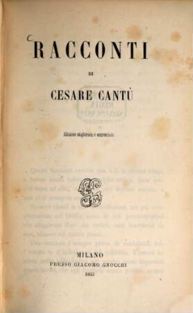 Racconti di Cesare Cantù : Edizione migliorata e accresciuta