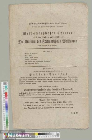 Methamorphosen-Theater: Die Uniform des Feldmarschalls Wellington