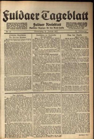 Ausgabe vom Donnerstag, den 19. Januar 1922.