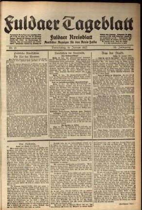 Ausgabe vom Donnerstag, den 19. Januar 1922.