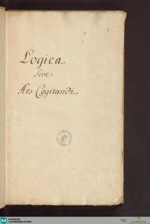3/12: Logica s. ars cogitandi - Cod. Ettenheim-Münste 101 : Philosophia eclectica